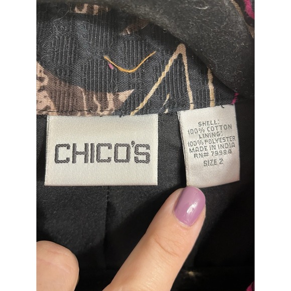 Chico's Textured Geometric Jacket Blazer Sz‎ Large Career Church Buttons - Picture 2 of 10